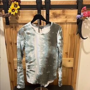 Poof! Tie-Dye Long Sleeve Top - Green and Gray
